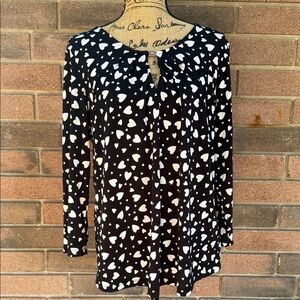 Always Indigo Black and White Heart Print Women's Top Size XL